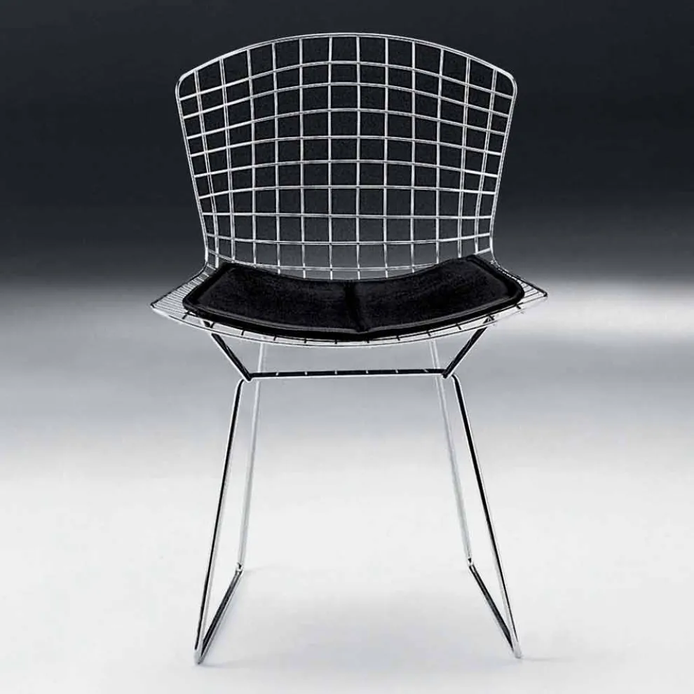 Esszimmerstuhl aus verchromtem Stahl und Leder Made in Italy - Beniamino