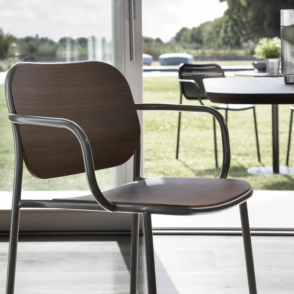 Esszimmerstuhl aus Holz und Metall Made in Italy 2 Stück - Saffia