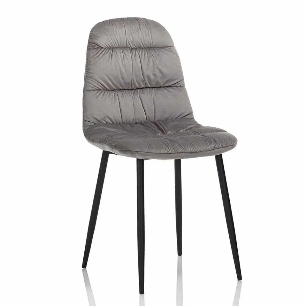 Esszimmerstuhl in Pink, Grau oder Aquamarin Samt, 4 Stück - Ciga