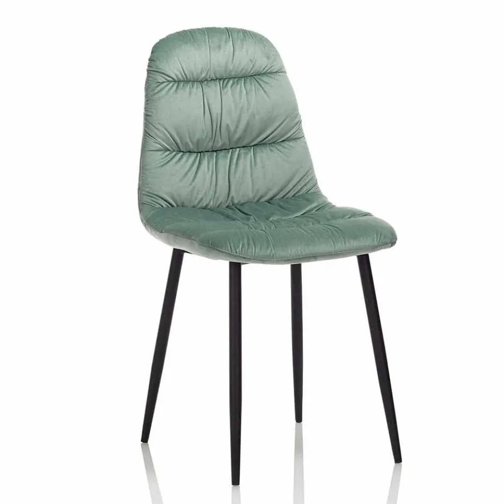 Esszimmerstuhl in Pink, Grau oder Aquamarin Samt, 4 Stück - Ciga