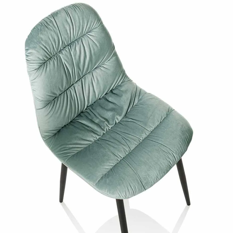 Esszimmerstuhl in Pink, Grau oder Aquamarin Samt, 4 Stück - Ciga