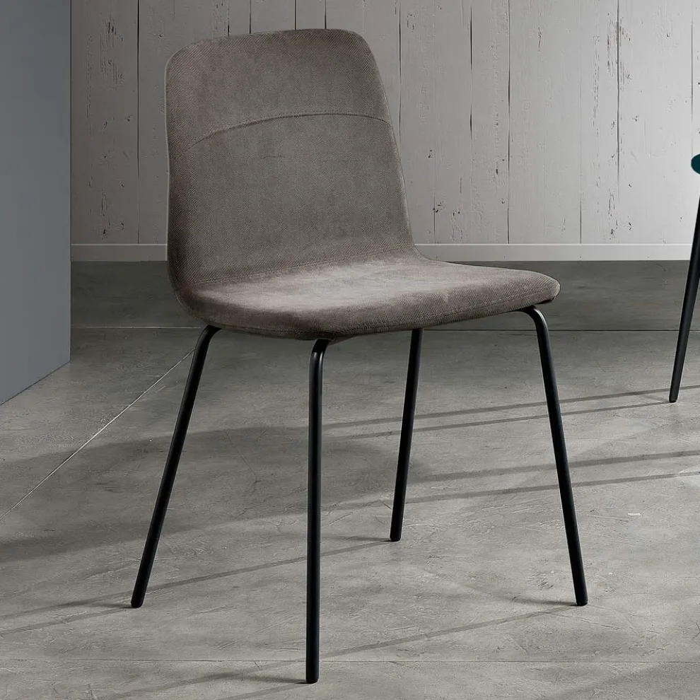 Esszimmerstuhl mit Stoffsitz und Metallstruktur - Aisha