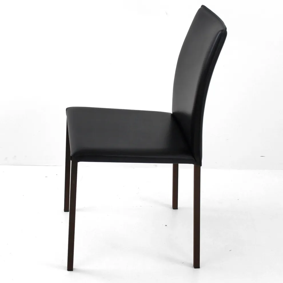 Esszimmerstuhl mit Cortenstruktur und Ledersitz Made in Italy - Orietta