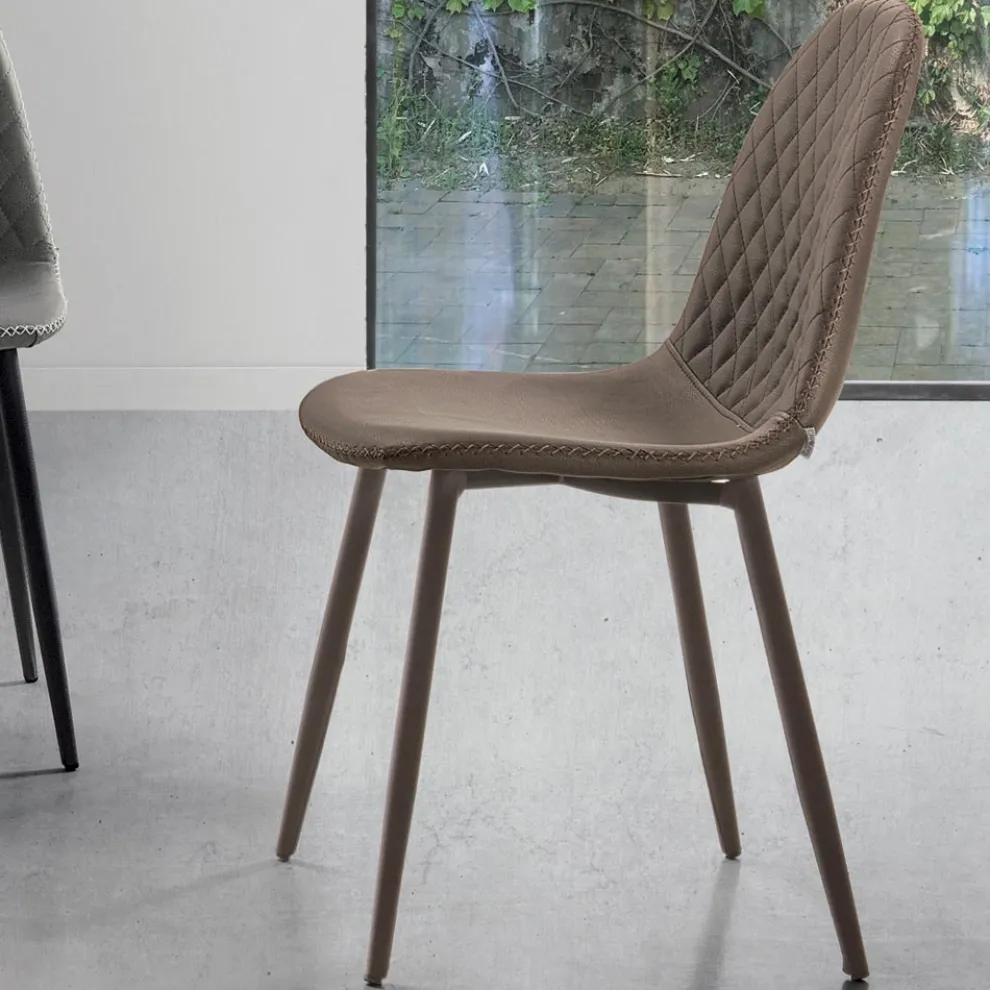 Esszimmerstuhl mit Sitz und Beinen aus Kunstleder 4 Stück - Vincent