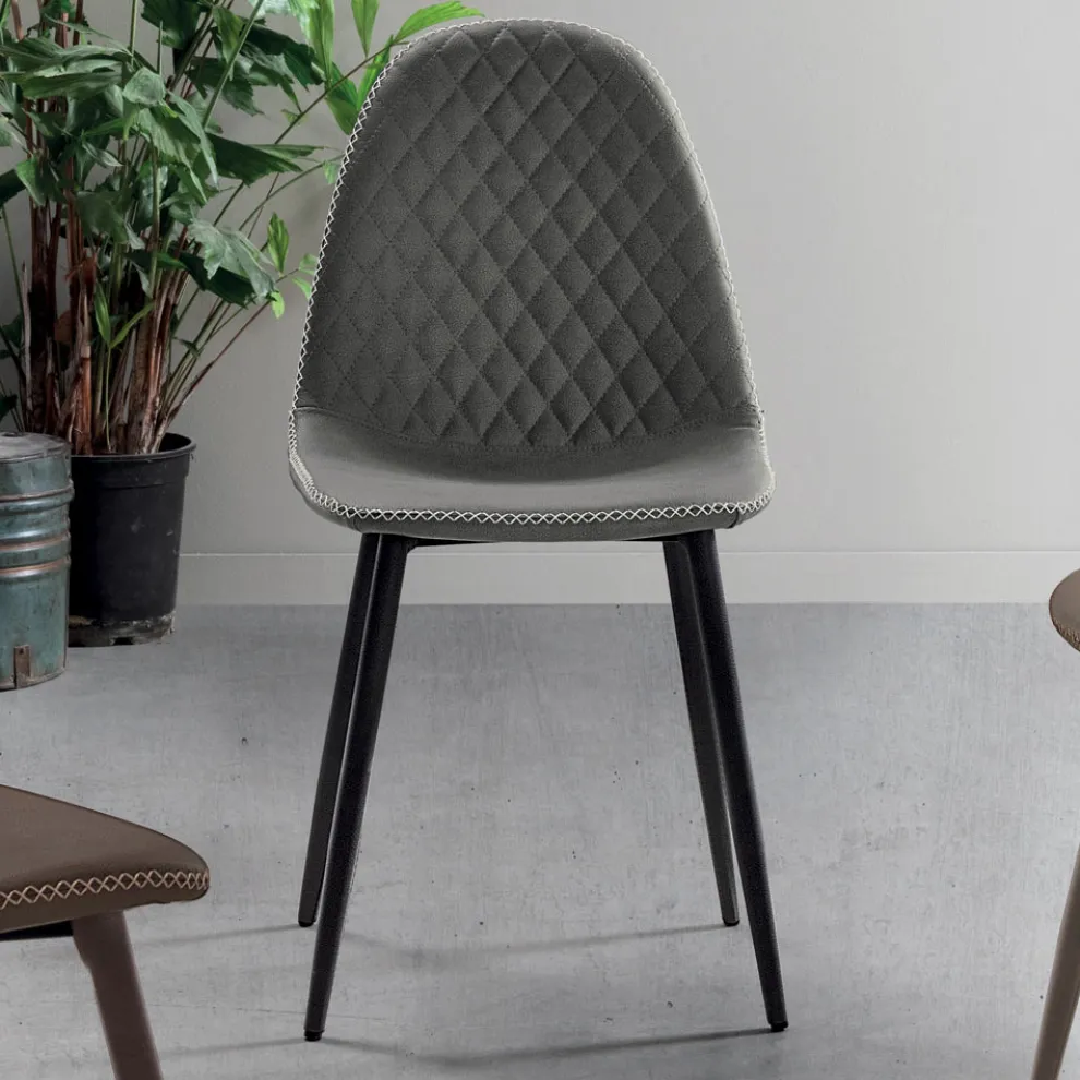 Esszimmerstuhl mit Sitz und Beinen aus Kunstleder 4 Stück - Vincent