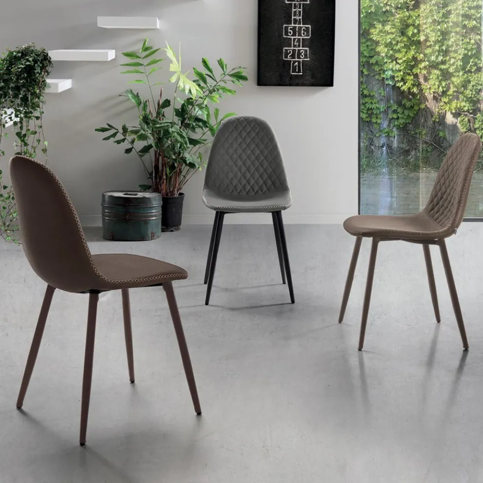 Esszimmerstuhl mit Sitz und Beinen aus Kunstleder 4 Stück - Vincent