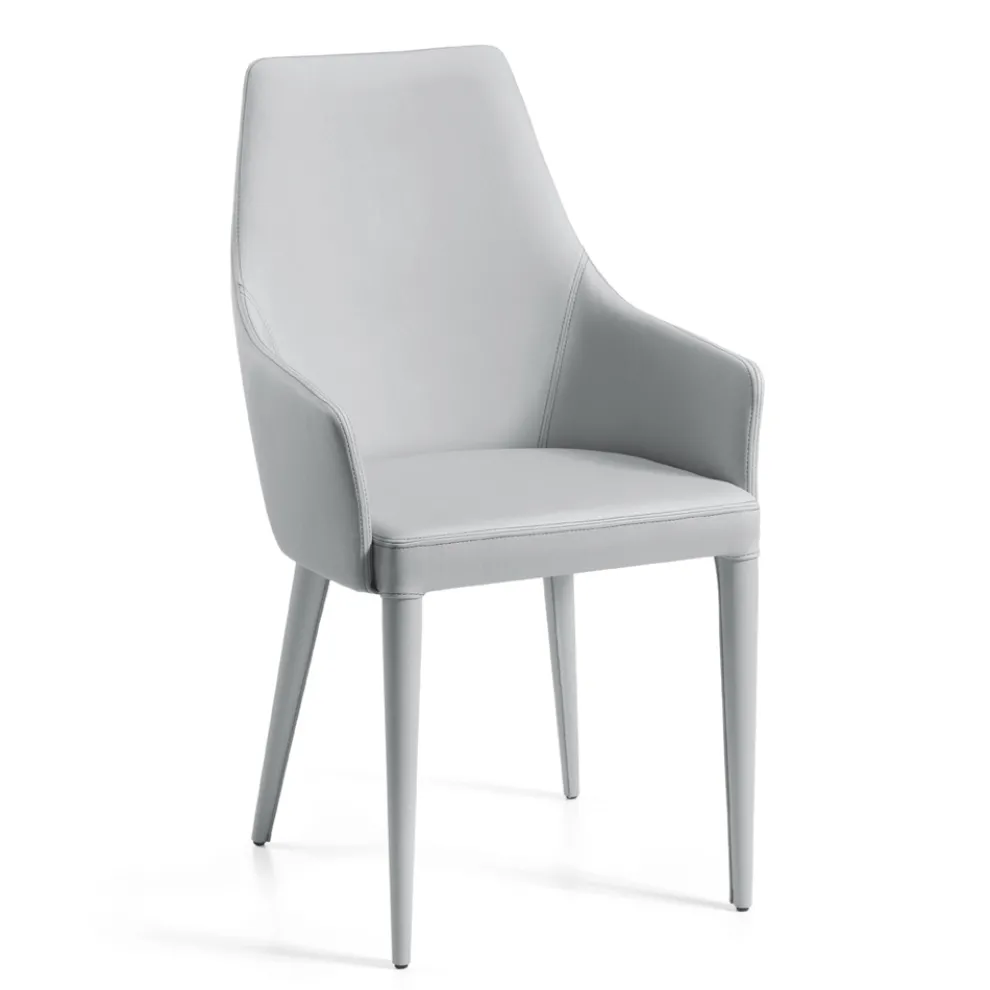 Esszimmerstuhl mit Armlehnen, gepolstert mit Stoff „Made in Italy“ – Teddybär