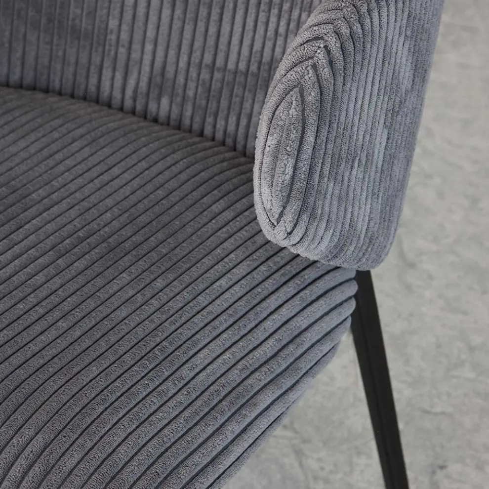 Esszimmerstuhl mit Metallrahmen und Cordsitz - Ridni