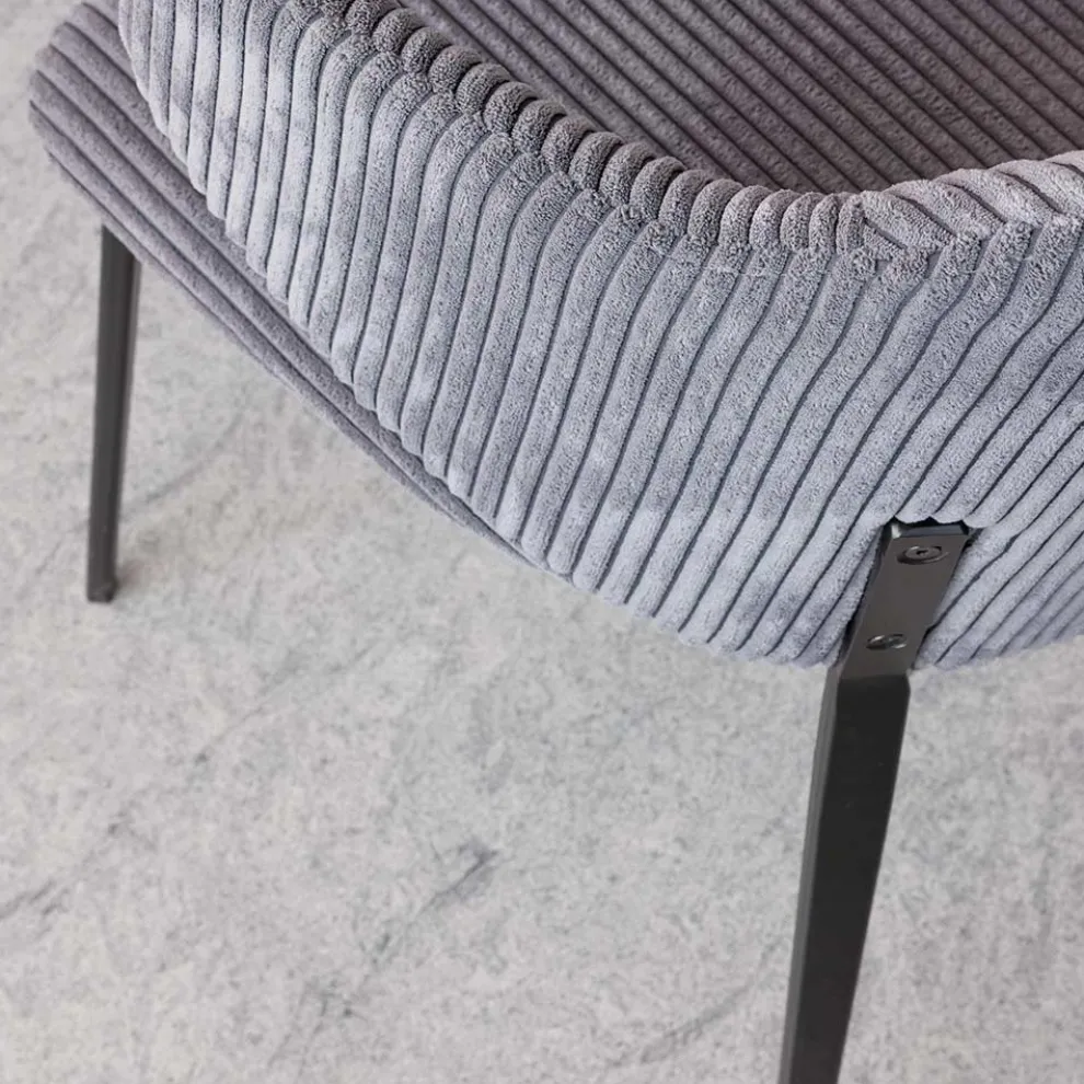 Esszimmerstuhl mit Metallrahmen und Cordsitz - Ridni