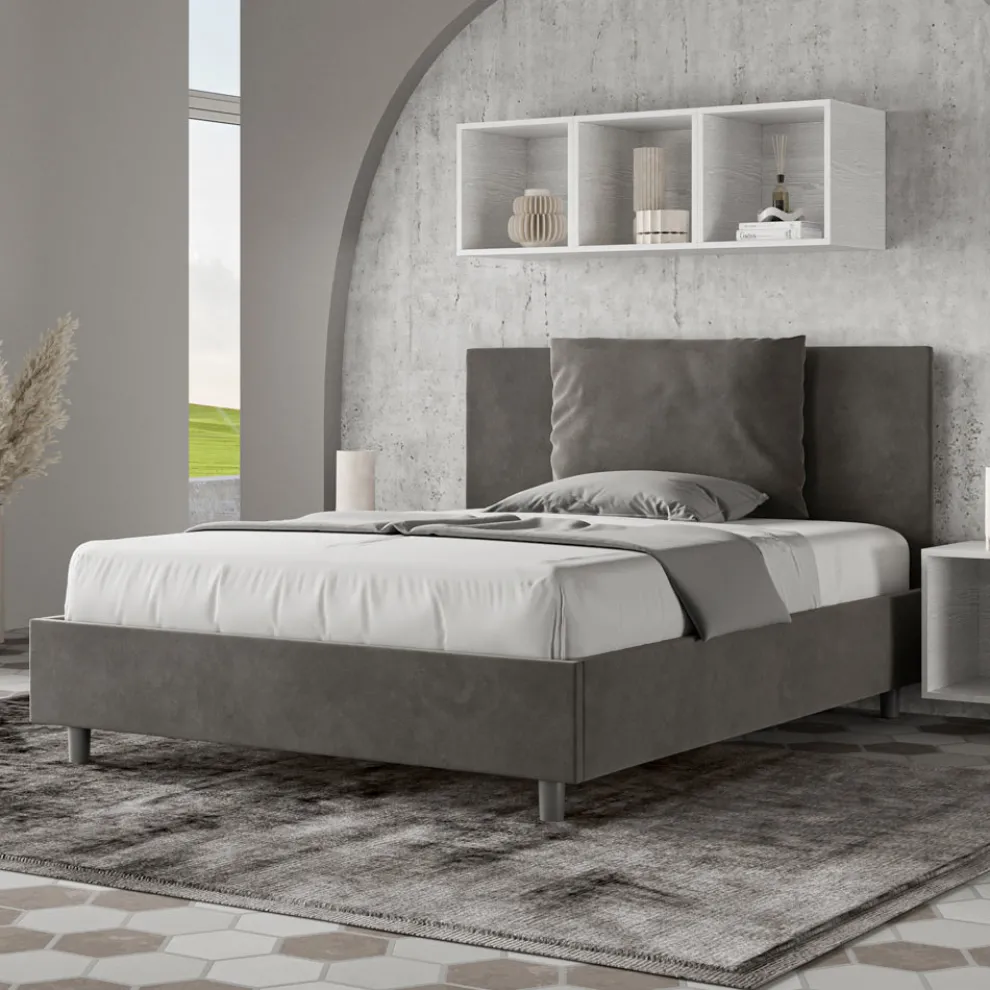 Bett 140x200 cm Kopfteil mit Mikrofaserkissen Made in Italy - Olympics