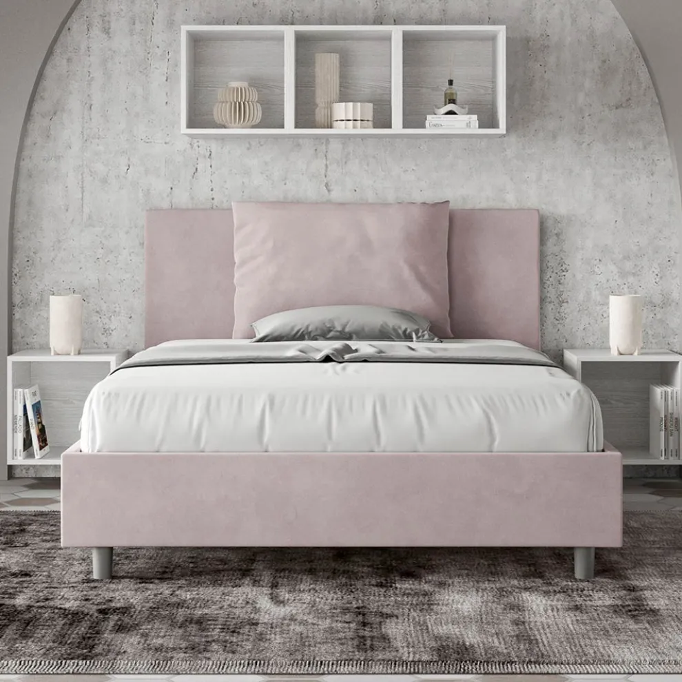 Bett 140x200 cm Kopfteil mit Mikrofaserkissen Made in Italy - Olympics