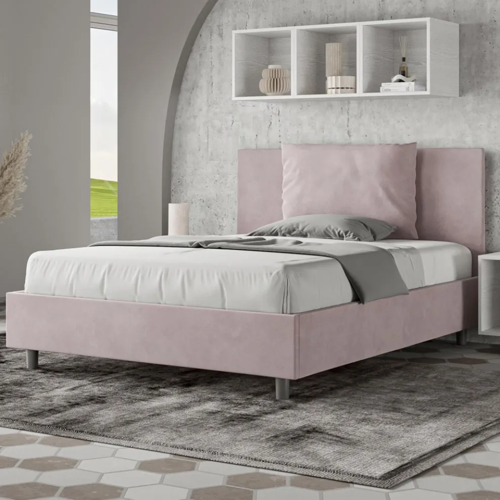 Bett 140x200 cm Kopfteil mit Mikrofaserkissen Made in Italy - Olympics