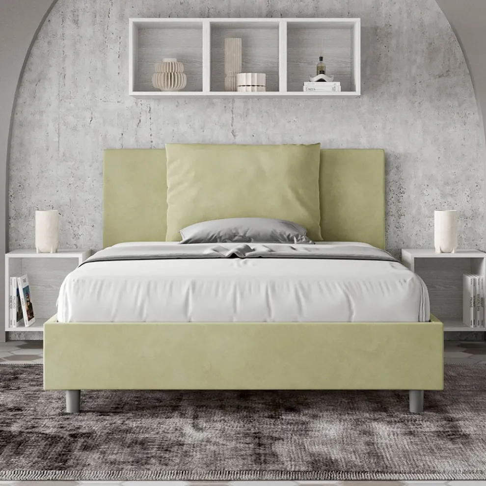 Bett 140x200 cm Kopfteil mit Mikrofaserkissen Made in Italy - Olympics