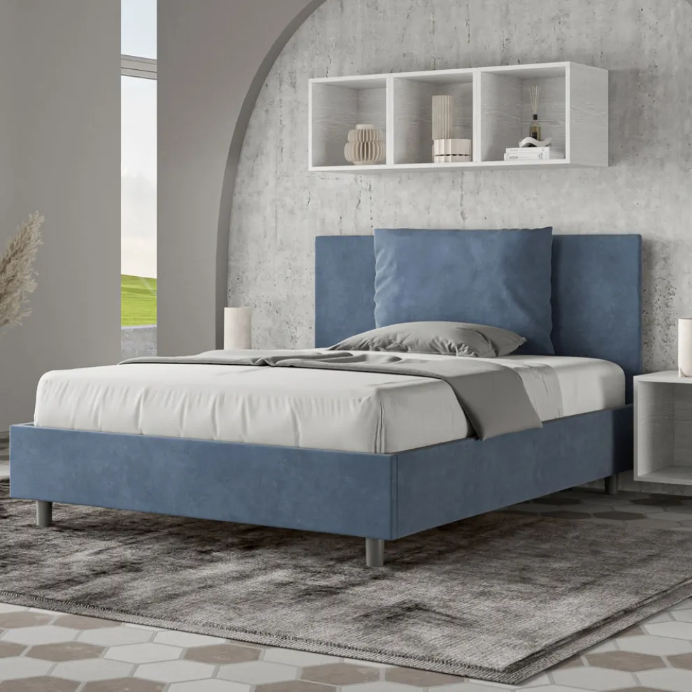 Bett 140x200 cm Kopfteil mit Mikrofaserkissen Made in Italy - Olympics