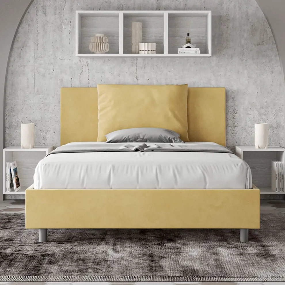 Bett 140x200 cm Kopfteil mit Mikrofaserkissen Made in Italy - Olympics