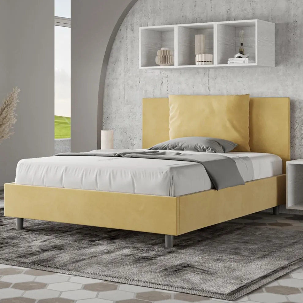 Bett 140x200 cm Kopfteil mit Mikrofaserkissen Made in Italy - Olympics