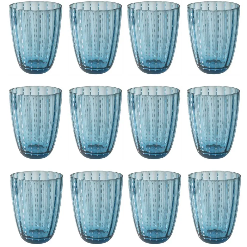 Farbiges Glas Wassergläser Service mit Polka Dots 12 Stück - Botswana