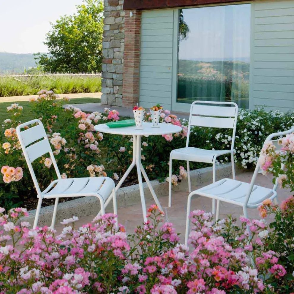 Stapelbarer Outdoor Stuhl pulverbeschichtet Made in Italy, 4 Stück - Amina