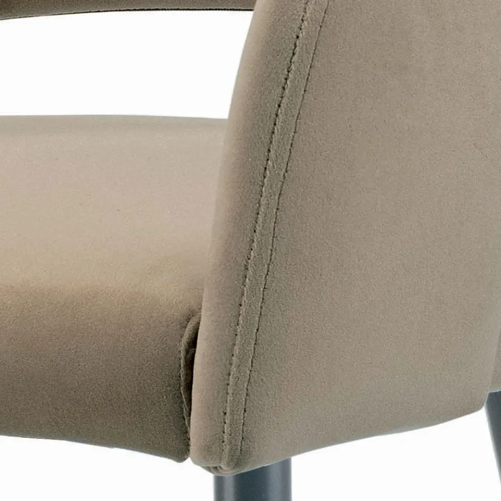 Fester Hocker mit Samtsitz und Stahlgestell, hergestellt in Italien – Alassio