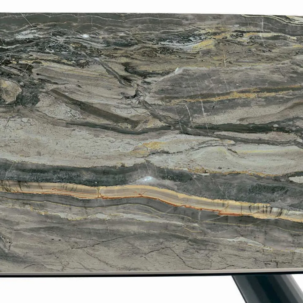 Fester Keramiktisch und Sockel aus schwarz lackiertem Stahl, hergestellt in Italien – Gläser