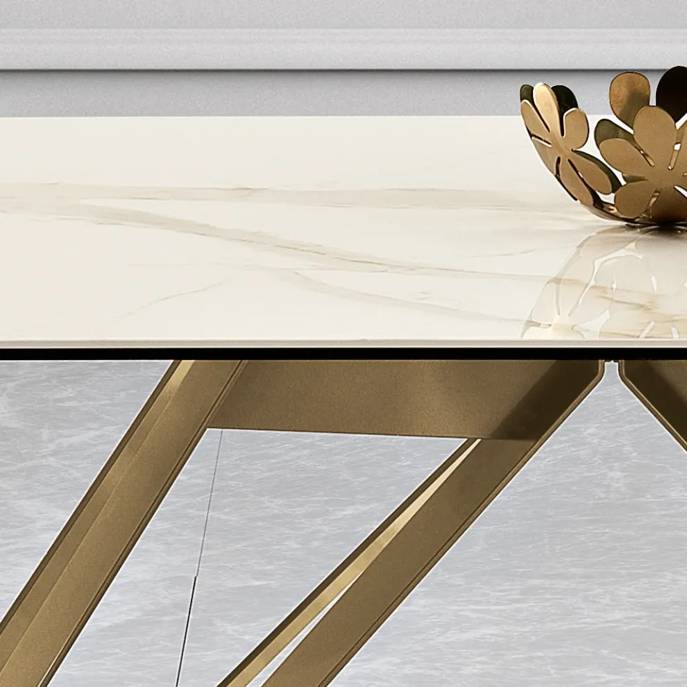 Fester Tisch aus Calacatta Oro Glaskeramik und Metall Made in Italy - Meluso
