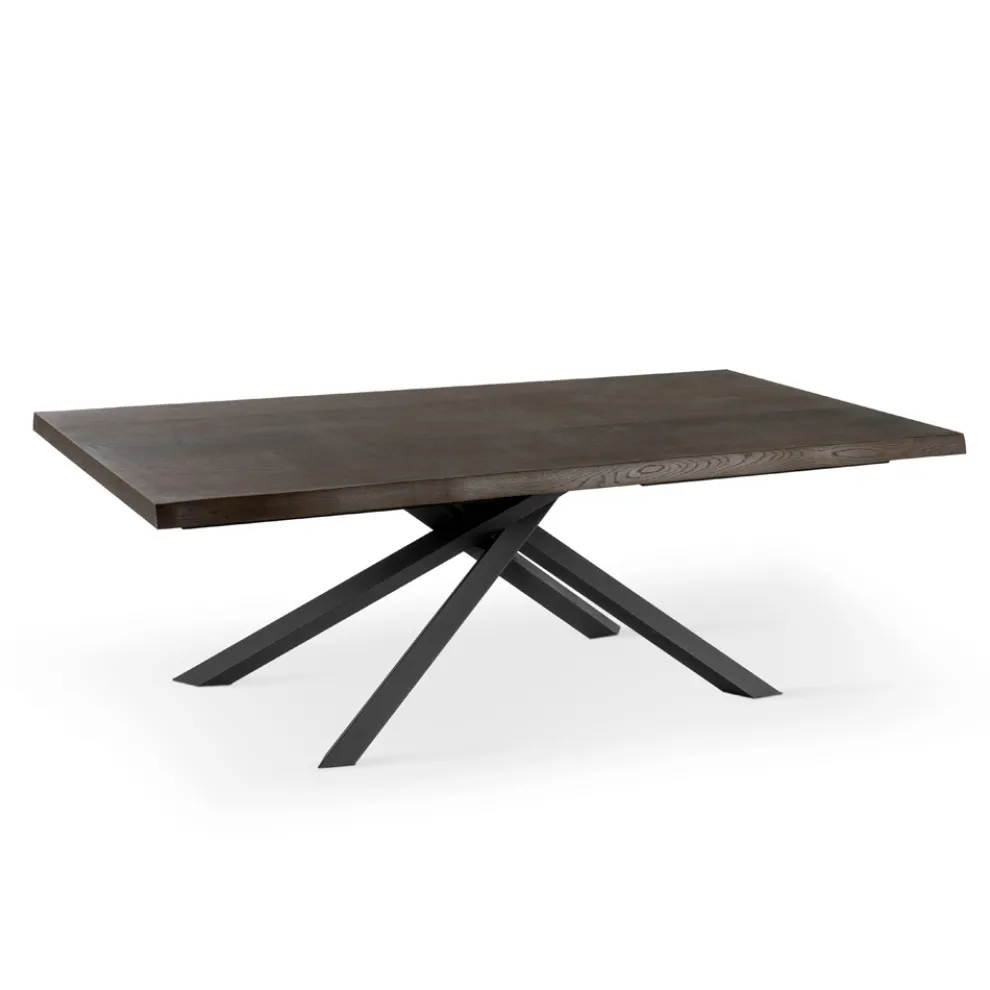 Fester Tisch aus Eichenfurnier und schwarzem Metallgestell – Skipper