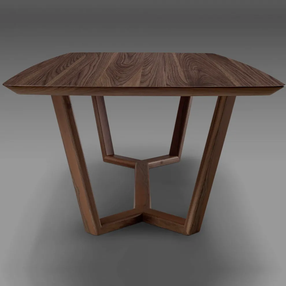 Fester Tisch mit geformter Platte und Holzsockel, hergestellt in Italien – Digory