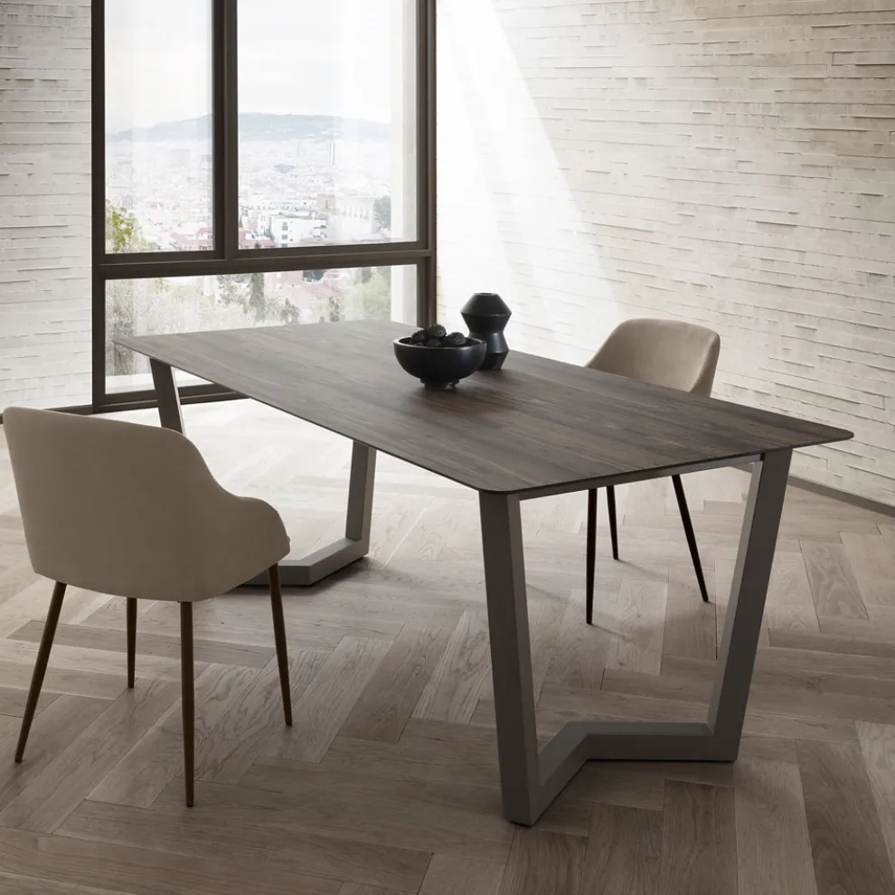 Feststehender Esstisch aus Metall und geschichtetem HPL Made in Italy - Bastiano