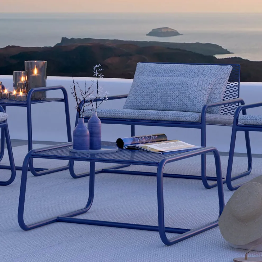 Hocker Couchtisch für die Gartengestaltung aus farbigem Metall Made in Italy - Karol