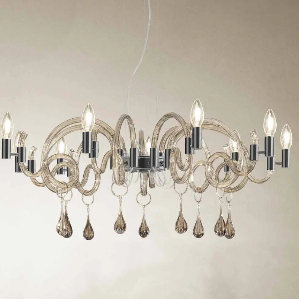 9-flammiger handgemachter Venedig Glas Kronleuchter Made in Italy - Bernadette