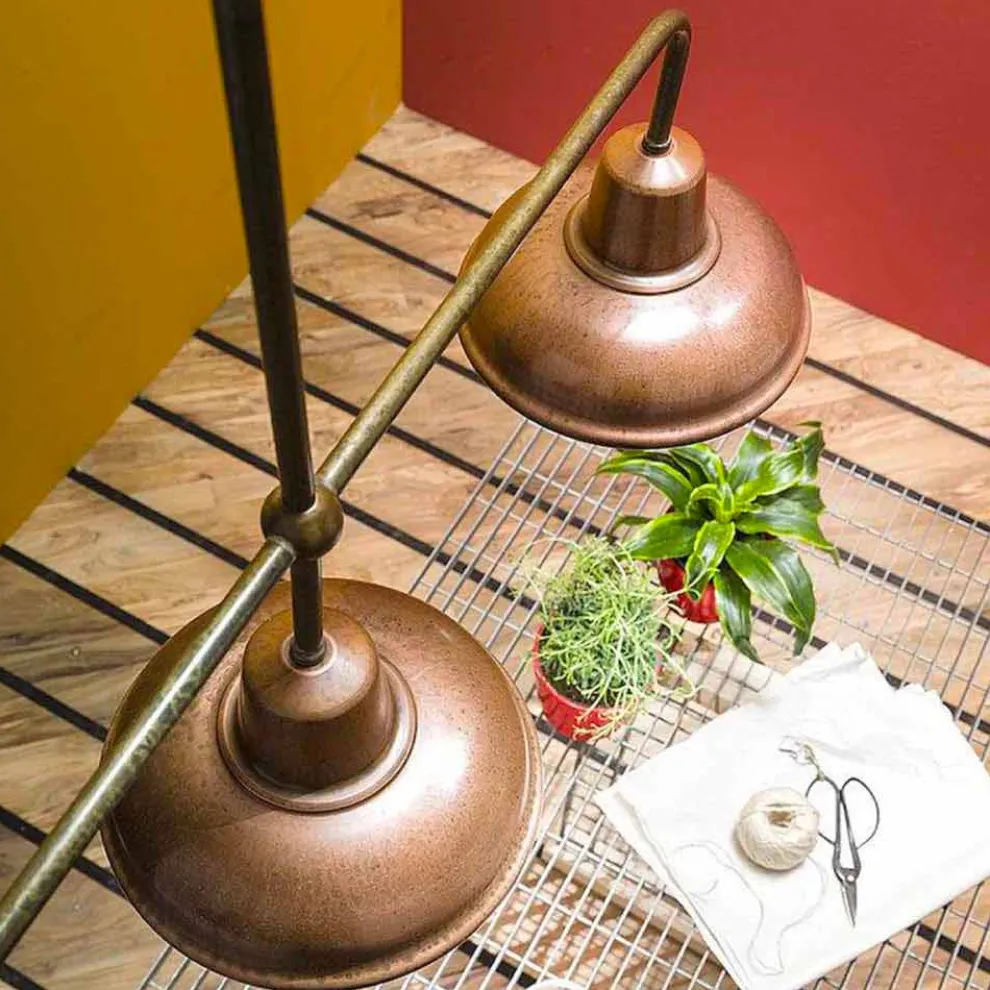 3-flammiger Kronleuchter aus Kupfer und Messing im Vintage-Stil - Contrada von Il Fanale