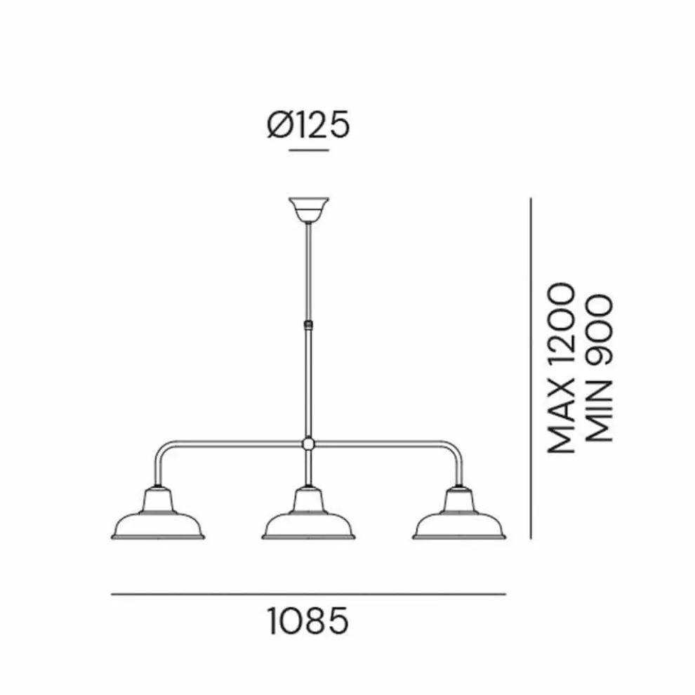 3-flammiger Kronleuchter aus Kupfer und Messing im Vintage-Stil - Contrada von Il Fanale