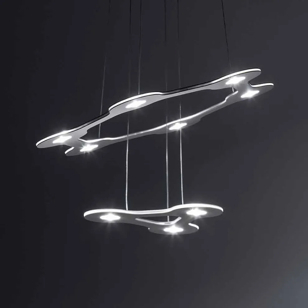 9-flammiger LED-Kronleuchter aus fein lackiertem Aluminium Made in Italy - Flash