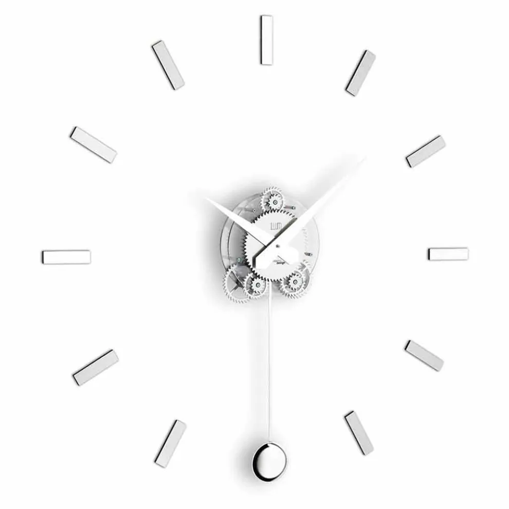 moderne Wanduhr mit Pendel und Stundenschlag aus Mineralglas Baba Modell