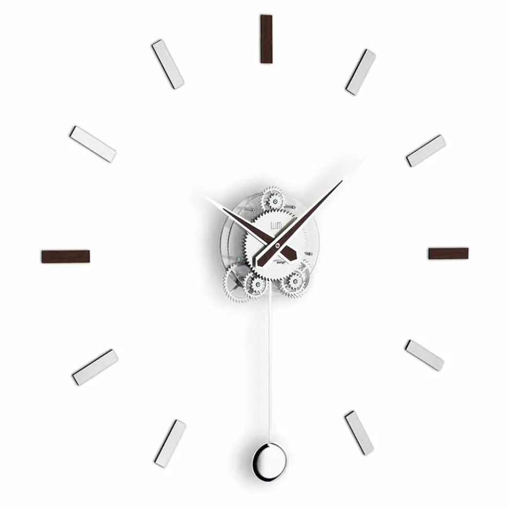 moderne Wanduhr mit Pendel und Stundenschlag aus Mineralglas Baba Modell