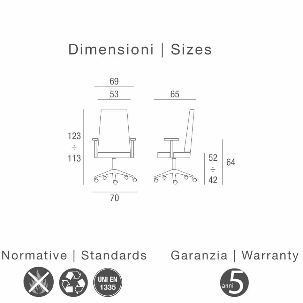 Chefsessel Bürostuhl aus Leder Ada Angelo Pinaffo & Gorgi