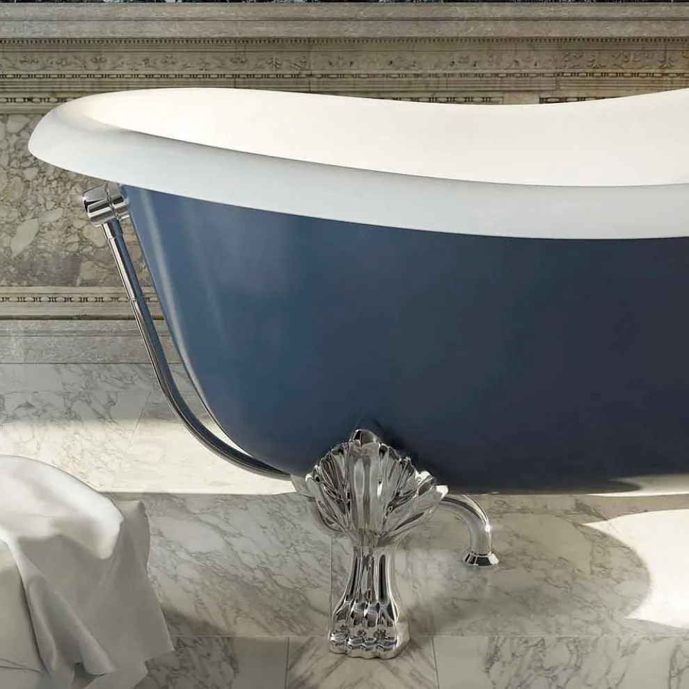 Freistehende Badewanne aus blaue Harz mit klassichen Design, Fregona