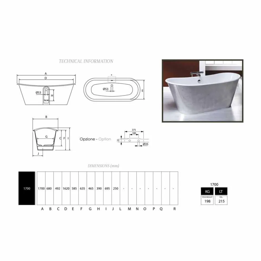 Freistehende Badewanne aus Gusseisen in modernem Design Ida