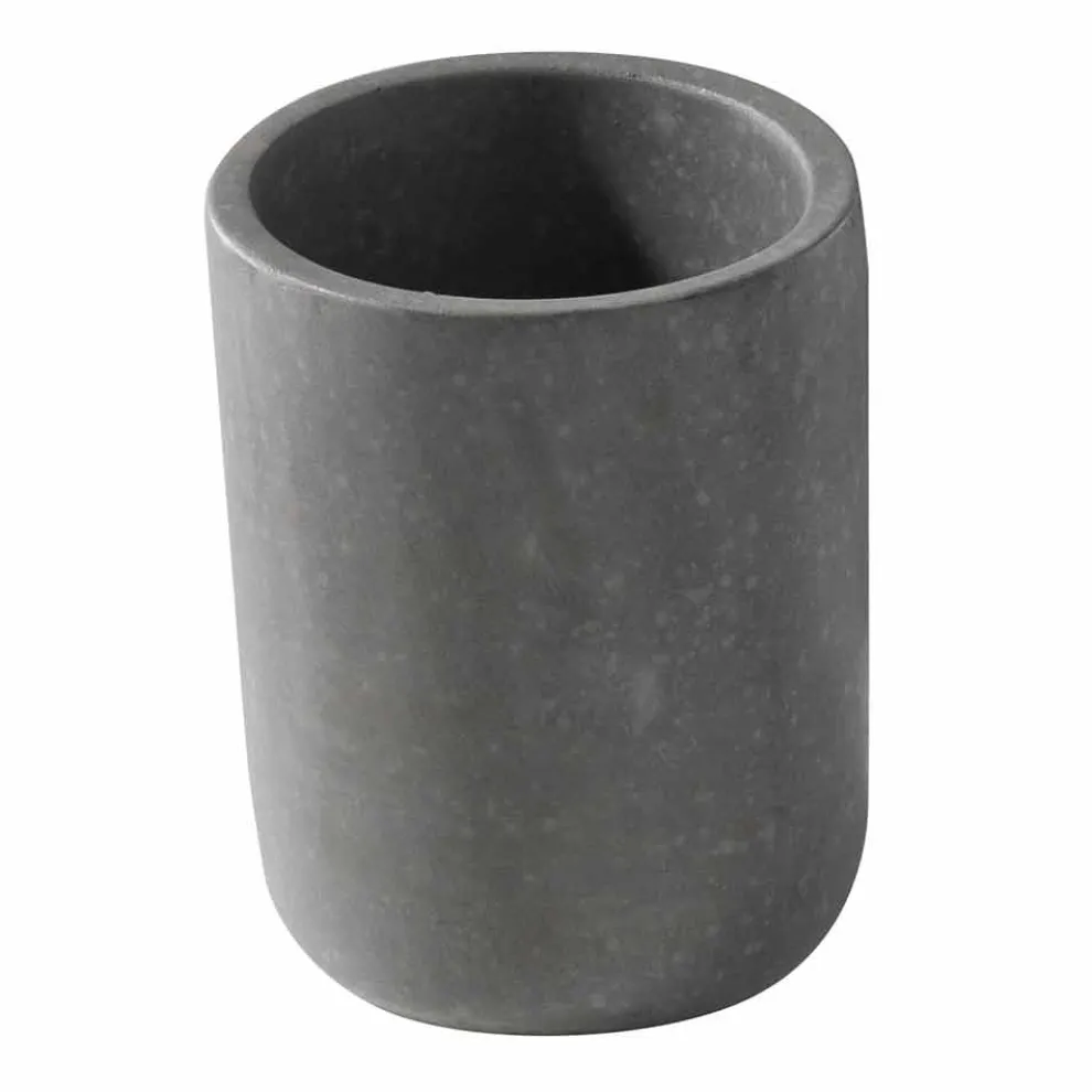 Freistehendes Badezimmerzubehörset aus grauem Harz - Pailette