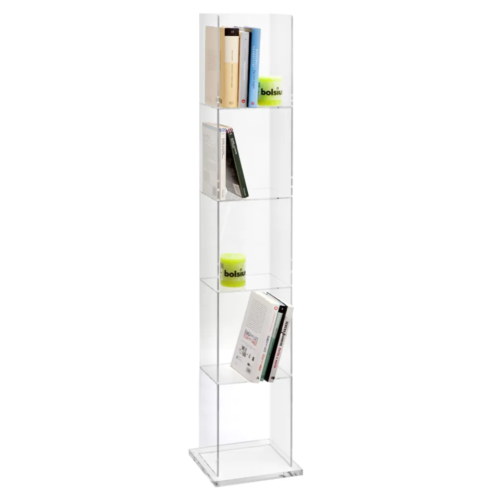 Freistehendes Säulen-Bücherregal aus transparentem Acrylglas - Corrige