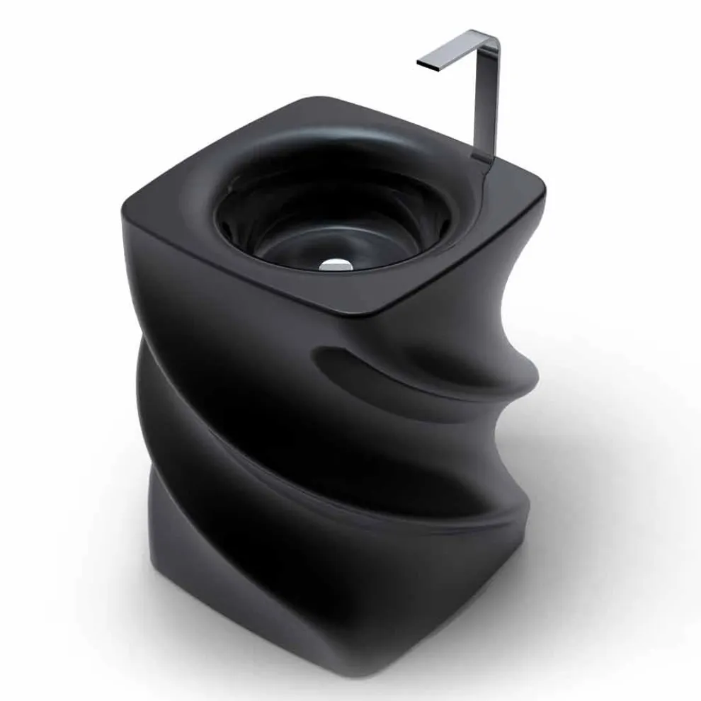 Freistehendes Waschbecken schwarz in modernem Design Twist Made in Italy
