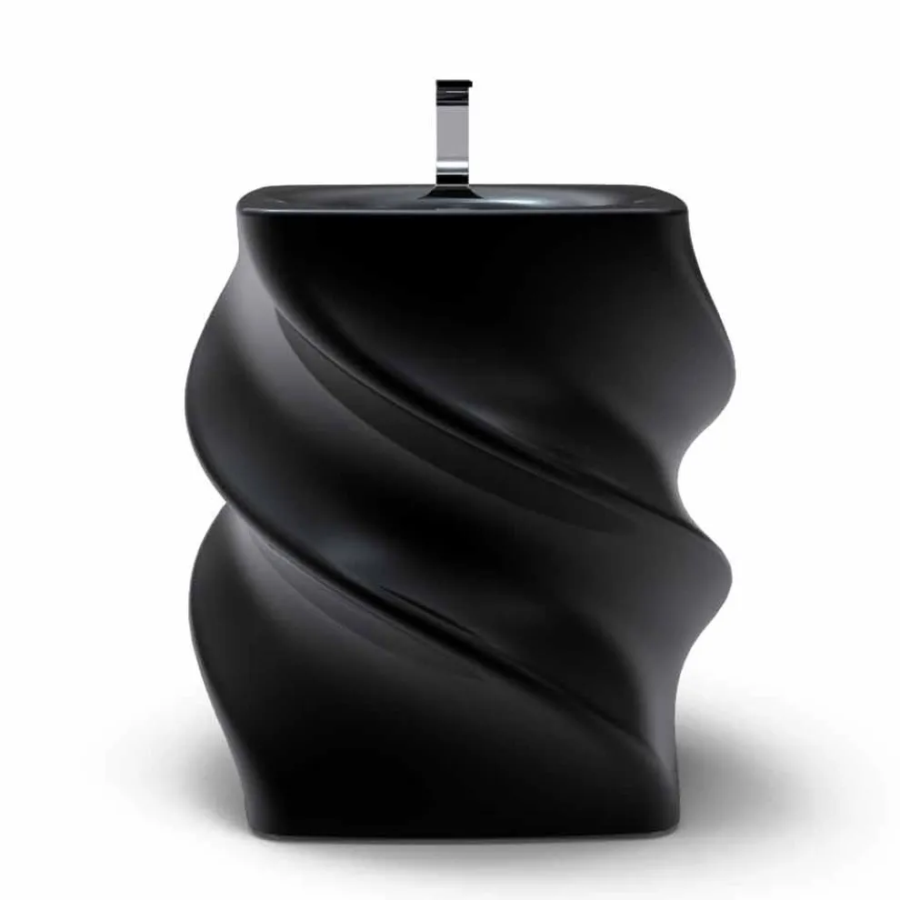 Freistehendes Waschbecken schwarz in modernem Design Twist Made in Italy