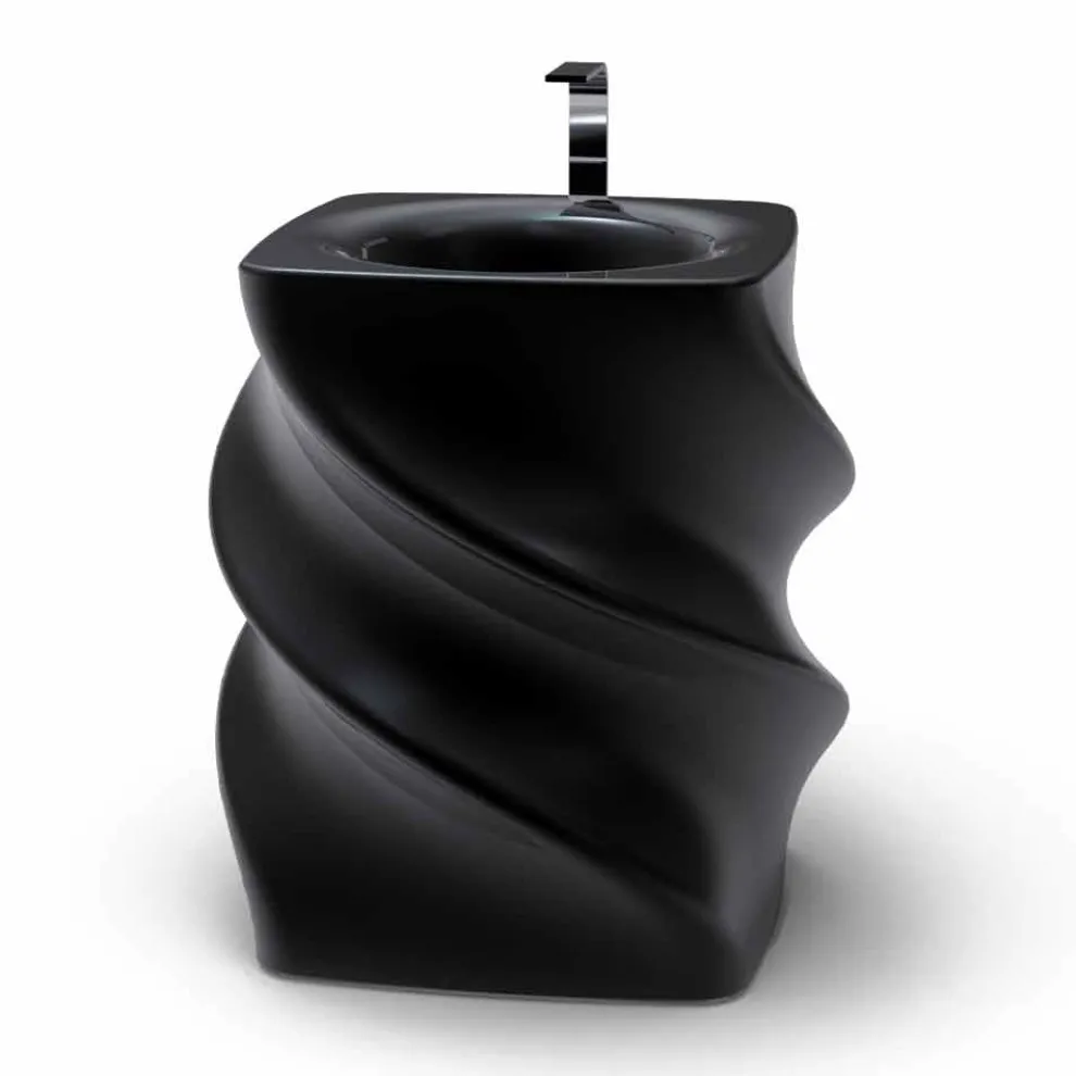 Freistehendes Waschbecken schwarz in modernem Design Twist Made in Italy