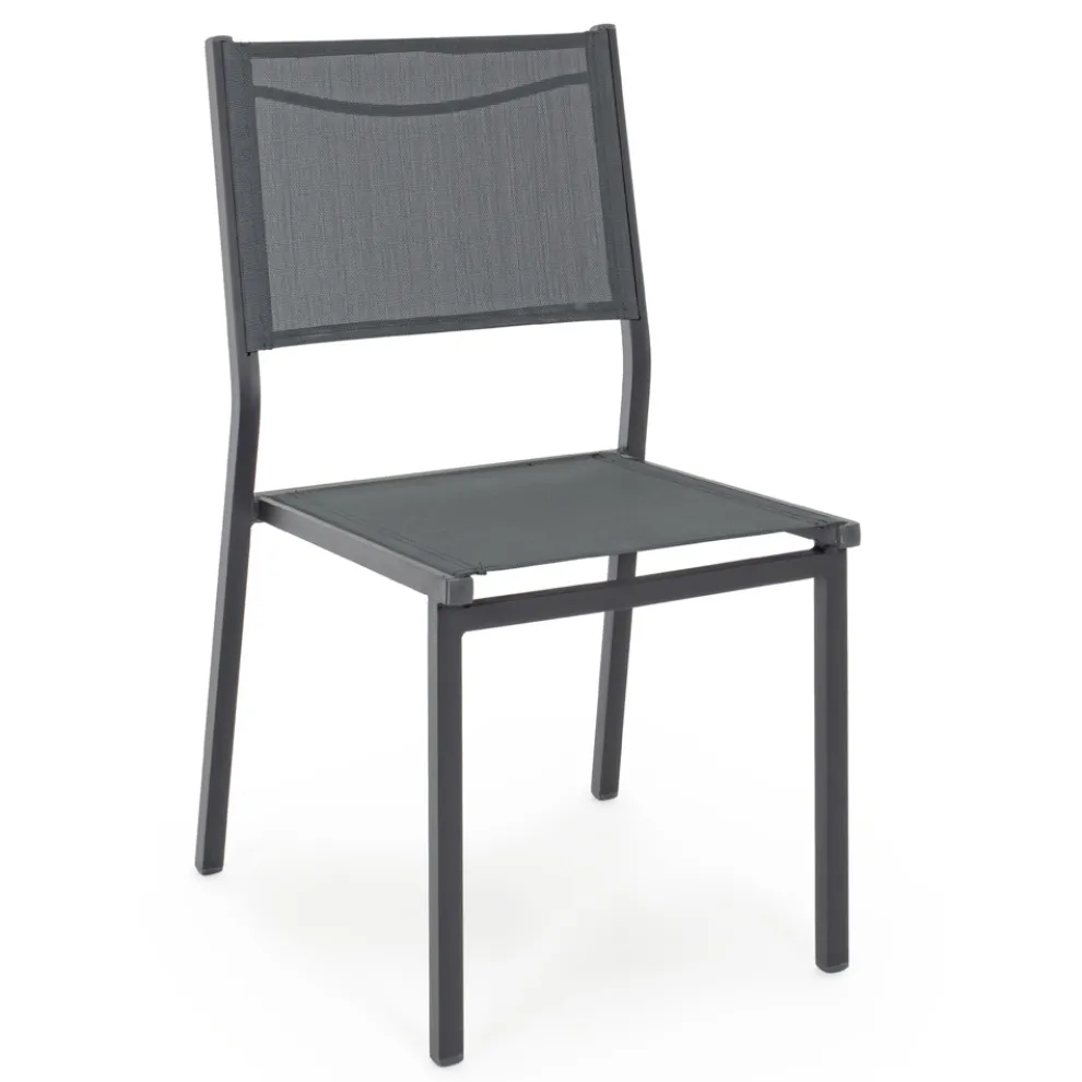 Stapelbarer Gartenstuhl aus Aluminium und Textilene, Modernes Design - Franz