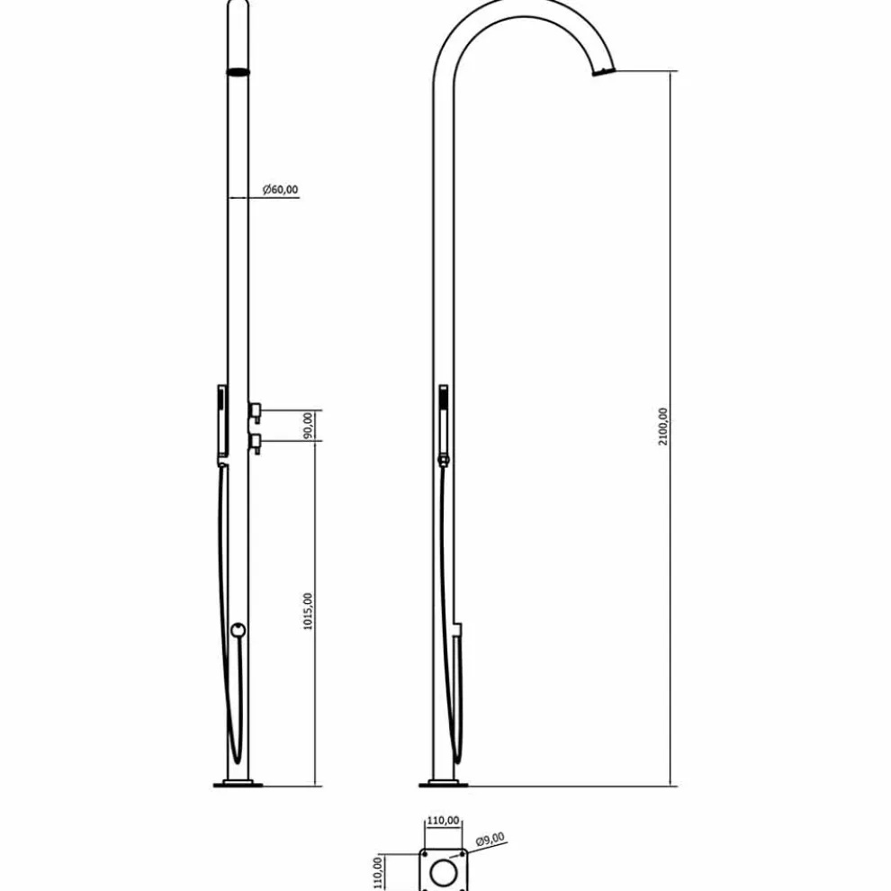 Edelstahl-Garten-Duschsäule mit Handbrause Made in Italy - Marlen