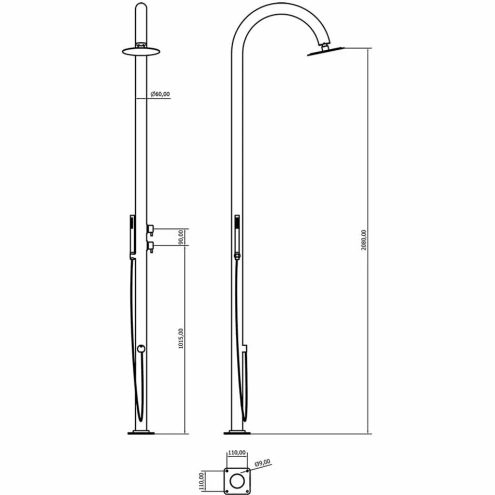 Edelstahl-Garten-Duschsäule mit Handbrause Made in Italy - Marlen