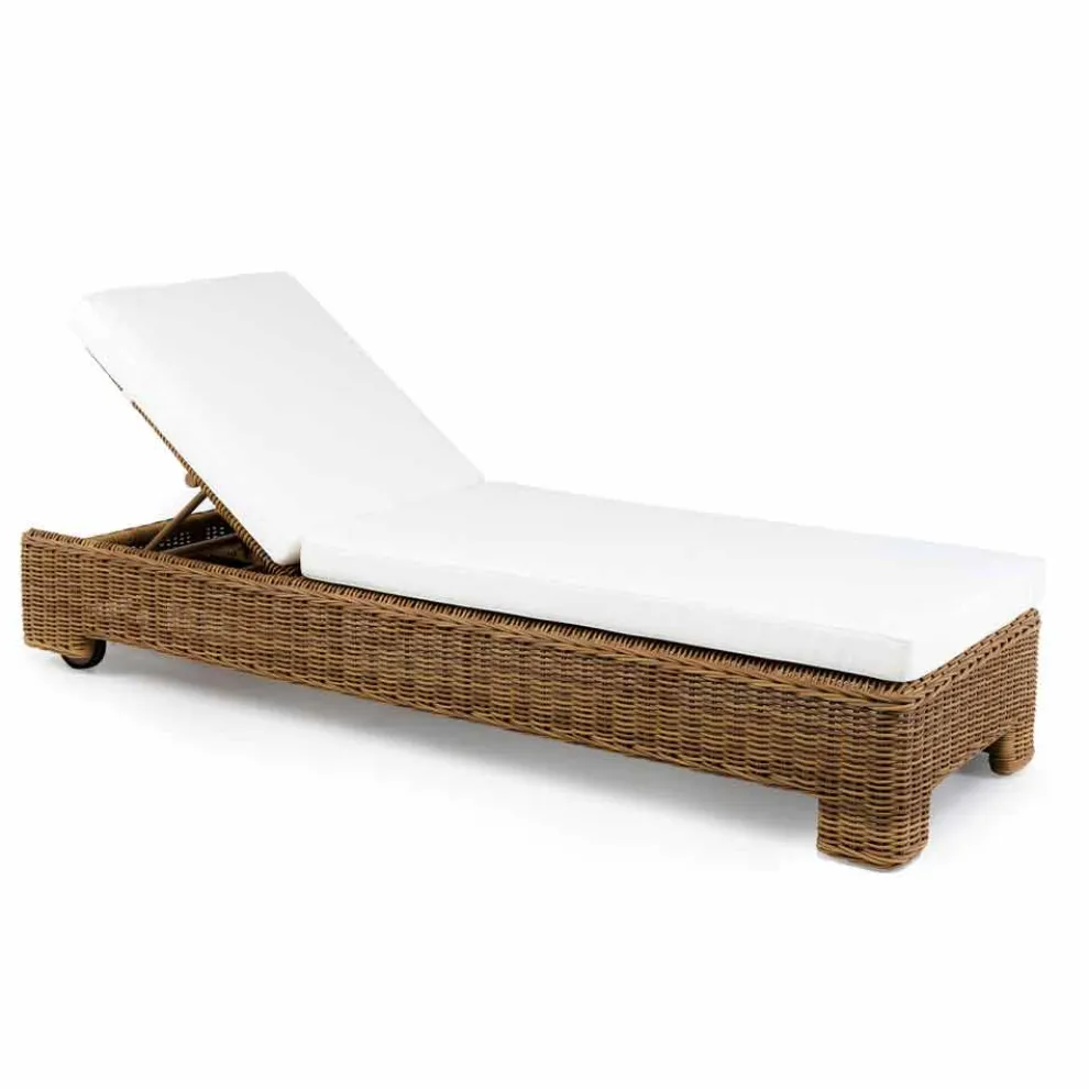 Einzel- oder Doppel-Sonnenliege im Freien aus luxuriösem synthetischem Rattan - Yves