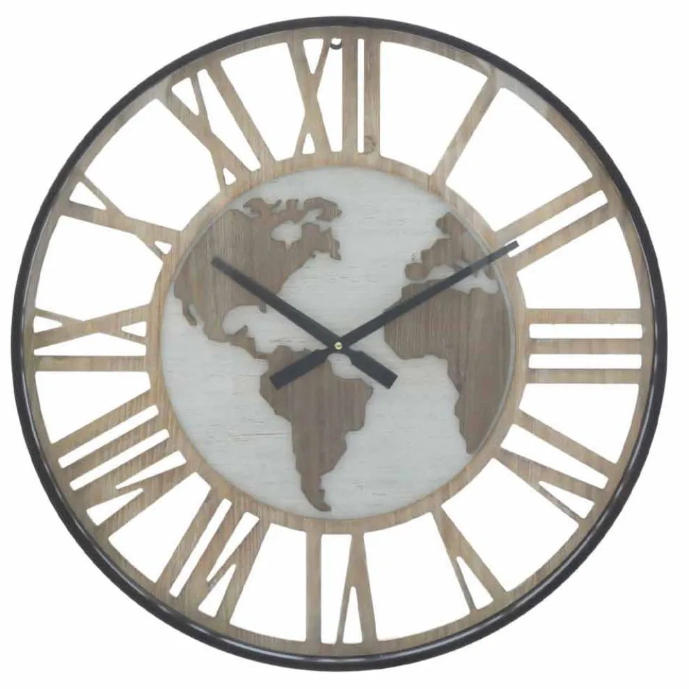 Runde Wanduhr Durchmesser 60 cm Modern in Eisen und MDF