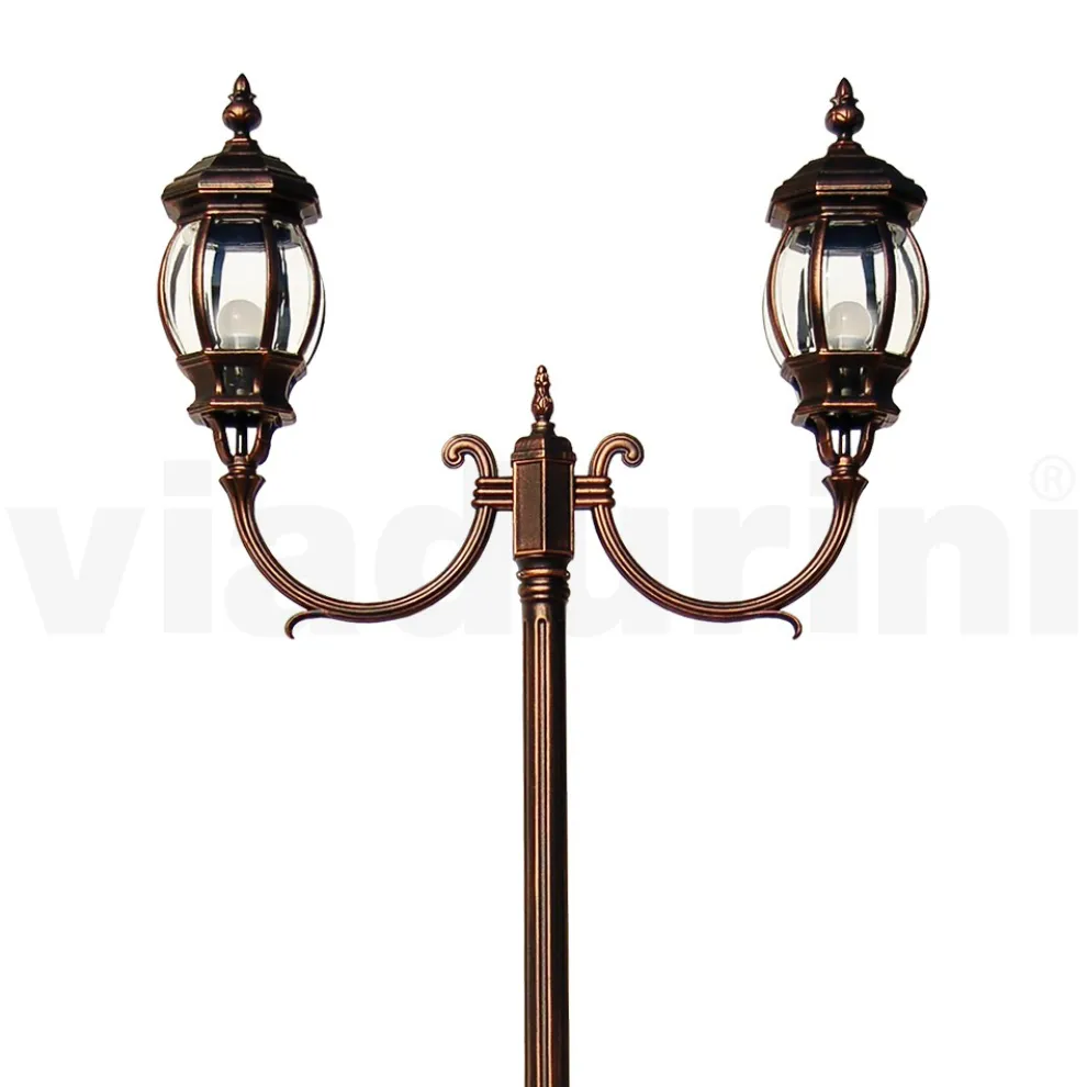 Gartenlampe 2 Lichter im Vintage-Stil aus Aluminium, hergestellt in Italien – Leona