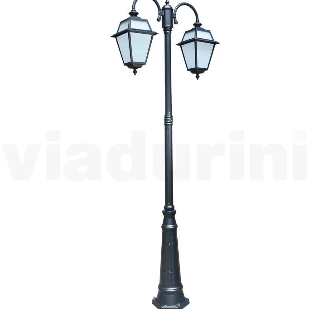 Gartenlampe mit 2 Lichtern aus Aluminium und Glas, hergestellt in Italien – Vivian